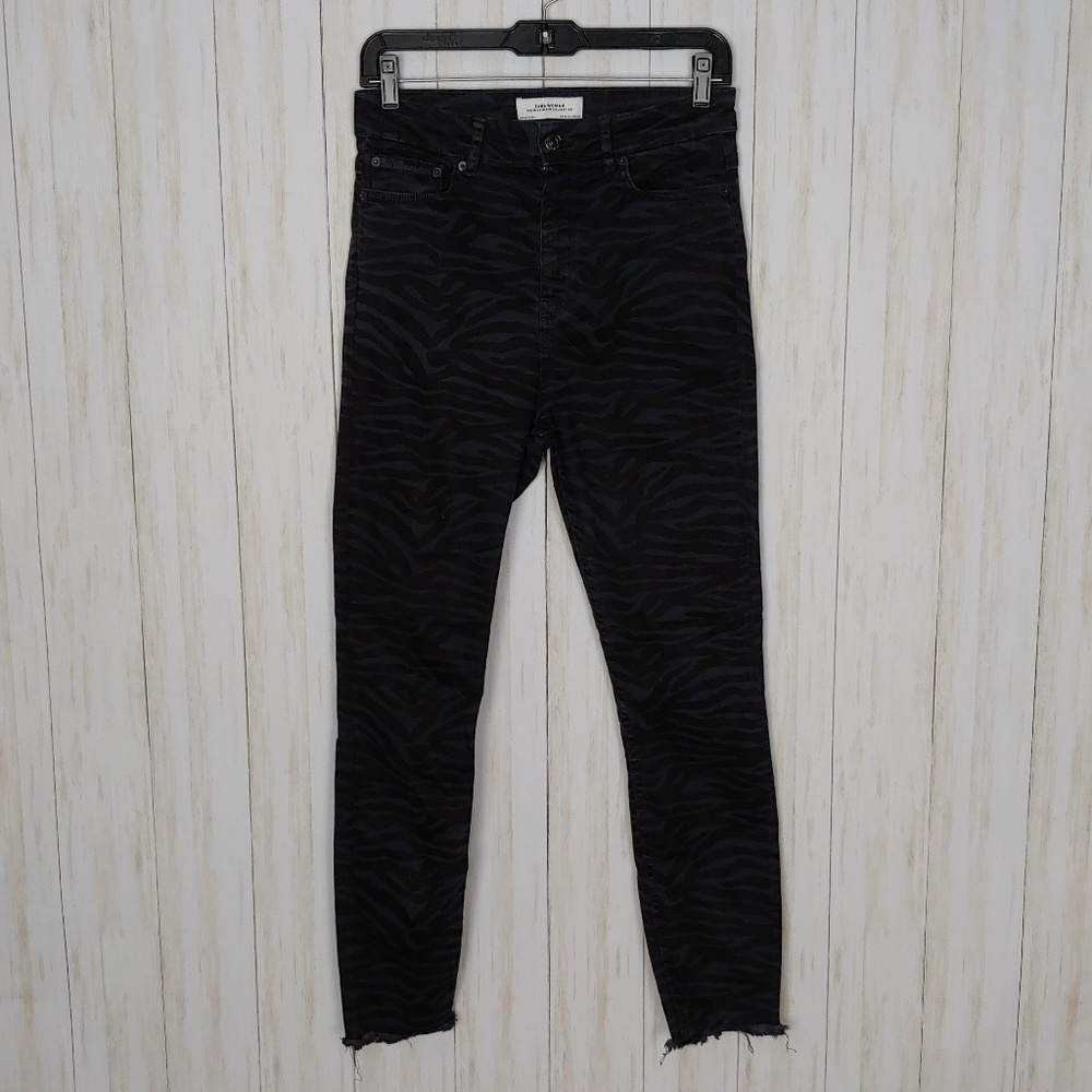 Zara high waist skinny zebra print jeans